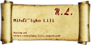 Mihályko Lili névjegykártya
